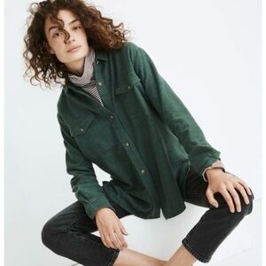 ✨MADEWELL Flannel Flap-Pocket Oversized Ex-Boyfriend Shirt Green XL, 100% Cotton